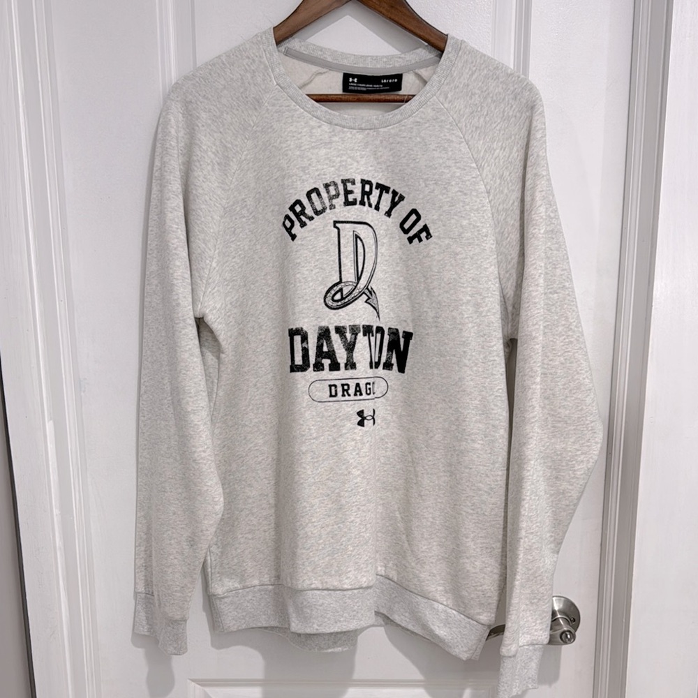 NWT Under Armour Dayton Dragons Gray Crewneck Sweater
